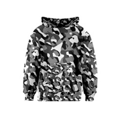Black And White Camouflage Pattern Kids  Pullover Hoodie by SpinnyChairDesigns
