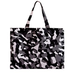 Black And White Camouflage Pattern Zipper Mini Tote Bag