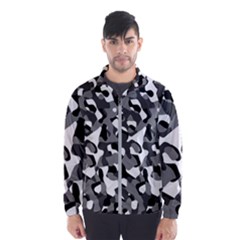 Black And White Camouflage Pattern Men s Windbreaker by SpinnyChairDesigns