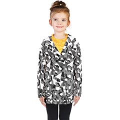 Black And White Camouflage Pattern Kids  Double Breasted Button Coat by SpinnyChairDesigns