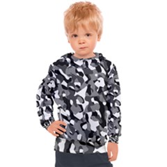 Black And White Camouflage Pattern Kids  Hooded Pullover by SpinnyChairDesigns