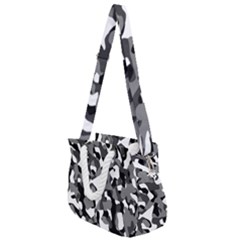 Black And White Camouflage Pattern Rope Handles Shoulder Strap Bag by SpinnyChairDesigns