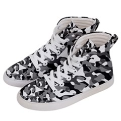 Black And White Camouflage Pattern Women s Hi-top Skate Sneakers by SpinnyChairDesigns