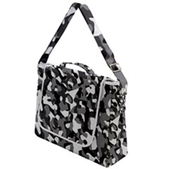 Black And White Camouflage Pattern Box Up Messenger Bag by SpinnyChairDesigns