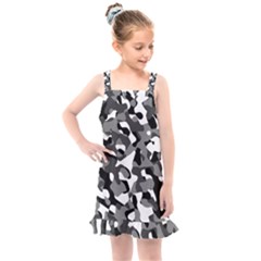 Black And White Camouflage Pattern Kids  Overall Dress by SpinnyChairDesigns