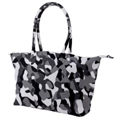 Black And White Camouflage Pattern Canvas Shoulder Bag by SpinnyChairDesigns