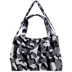 Black And White Camouflage Pattern Double Compartment Shoulder Bag by SpinnyChairDesigns