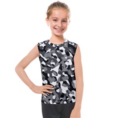 Black And White Camouflage Pattern Kids  Mesh Tank Top by SpinnyChairDesigns