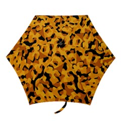 Orange And Black Camouflage Pattern Mini Folding Umbrellas by SpinnyChairDesigns