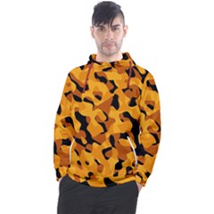 Orange And Black Camouflage Pattern Men s Pullover Hoodie by SpinnyChairDesigns
