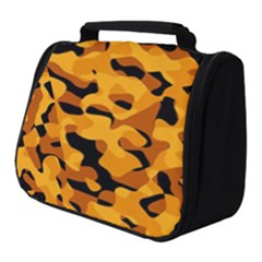Orange And Black Camouflage Pattern Full Print Travel Pouch (small) by SpinnyChairDesigns