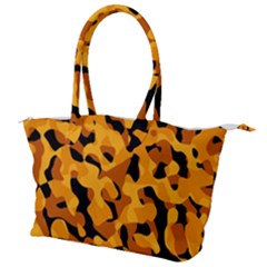 Orange And Black Camouflage Pattern Canvas Shoulder Bag by SpinnyChairDesigns