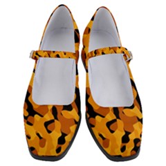 Orange And Black Camouflage Pattern Women s Mary Jane Shoes by SpinnyChairDesigns