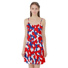 Red White Blue Camouflage Pattern Satin Night Slip