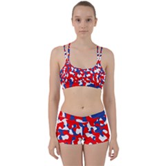 Red White Blue Camouflage Pattern Perfect Fit Gym Set by SpinnyChairDesigns