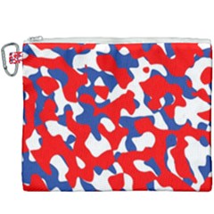 Red White Blue Camouflage Pattern Canvas Cosmetic Bag (xxxl) by SpinnyChairDesigns