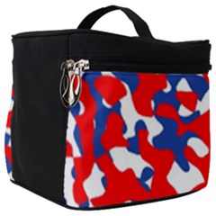 Red White Blue Camouflage Pattern Make Up Travel Bag (big) by SpinnyChairDesigns