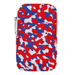 Red White Blue Camouflage Pattern Waist Pouch (small) by SpinnyChairDesigns