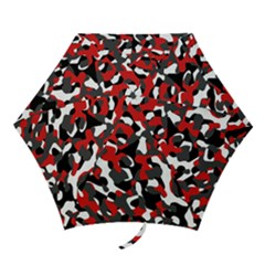 Black Red White Camouflage Pattern Mini Folding Umbrellas by SpinnyChairDesigns