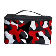 Black Red White Camouflage Pattern Cosmetic Storage by SpinnyChairDesigns