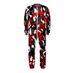 Black Red White Camouflage Pattern Onepiece Jumpsuit (kids) by SpinnyChairDesigns