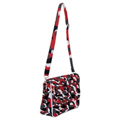 Black Red White Camouflage Pattern Shoulder Bag With Back Zipper by SpinnyChairDesigns