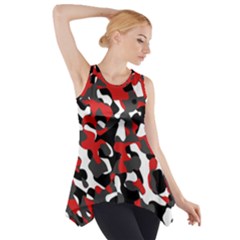 Black Red White Camouflage Pattern Side Drop Tank Tunic by SpinnyChairDesigns
