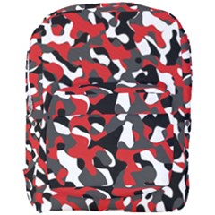 Black Red White Camouflage Pattern Full Print Backpack by SpinnyChairDesigns