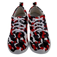 Black Red White Camouflage Pattern Athletic Shoes by SpinnyChairDesigns