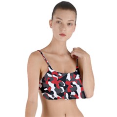 Black Red White Camouflage Pattern Layered Top Bikini Top  by SpinnyChairDesigns