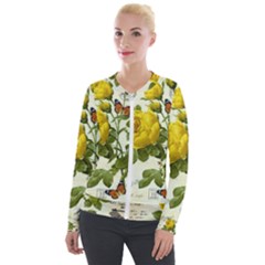 Yellow Roses Velour Zip Up Jacket