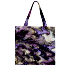 Purple Yellow Marble Zipper Grocery Tote Bag by ibelieveimages