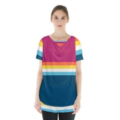 70s Vintage Stripes Skirt Hem Sports Top by tmsartbazaar