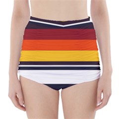 Retro Sunset High-waisted Bikini Bottoms by tmsartbazaar