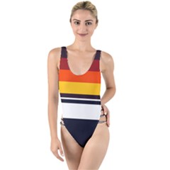 Retro Sunset High Leg Strappy Swimsuit