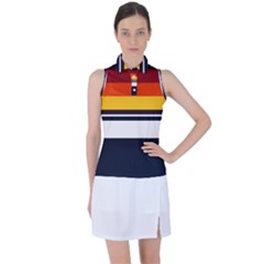 Retro Sunset Women s Sleeveless Polo Tee by tmsartbazaar