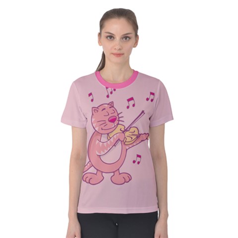 Cat With Violin Women s Cotton Tee by sifis