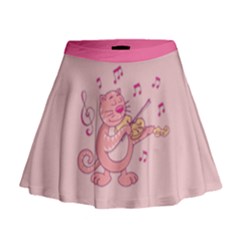 Cat With Violin Mini Flare Skirt by sifis