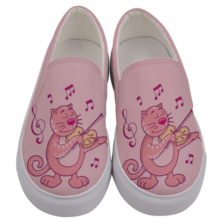 Cat With Violin Men s Canvas Slip Ons