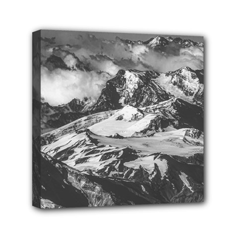 Black And White Andes Mountains Aerial View, Chile Mini Canvas 6  X 6  (stretched) by dflcprintsclothing