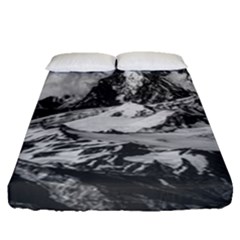 Black And White Andes Mountains Aerial View, Chile Fitted Sheet (queen Size) by dflcprintsclothing