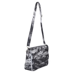 Black And White Andes Mountains Aerial View, Chile Shoulder Bag With Back Zipper by dflcprintsclothing