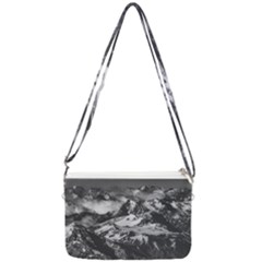 Black And White Andes Mountains Aerial View, Chile Double Gusset Crossbody Bag by dflcprintsclothing