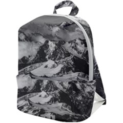 Black And White Andes Mountains Aerial View, Chile Zip Up Backpack by dflcprintsclothing