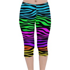 Colorful Zebra Velvet Capri Leggings 