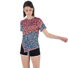 Gravel Print Pattern Texture Asymmetrical Short Sleeve Sports Tee