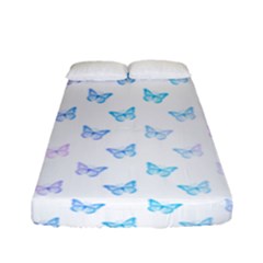 Light Blue Pink Butterflies Pattern Fitted Sheet (full/ Double Size) by SpinnyChairDesigns