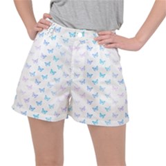 Light Blue Pink Butterflies Pattern Ripstop Shorts