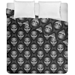 Grey Aliens Extraterrestrials Ufo Faces Duvet Cover Double Side (california King Size) by SpinnyChairDesigns