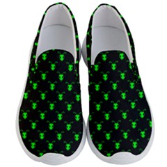 Neon Green Bug Insect Heads On Black Men s Lightweight Slip Ons